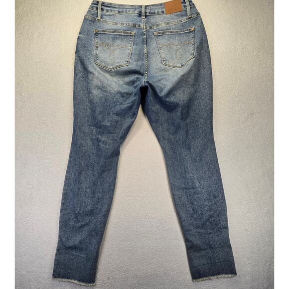 Judy Blue Distressed Boyfriend  Jeans Womens 16W Stretch Skinny Raw Hem Mid Rise - Picture 6 of 12